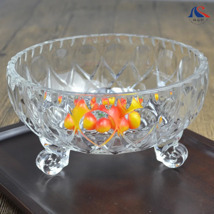 Large  Glass Salad Bowl With Base High Capacity Durable Fruit   Dish Aesthetic Middle East Tableware