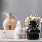 New Design Nordic Black White Minimalist Ceramic Female Body Art Flower Vase For Dinning Room Decoration