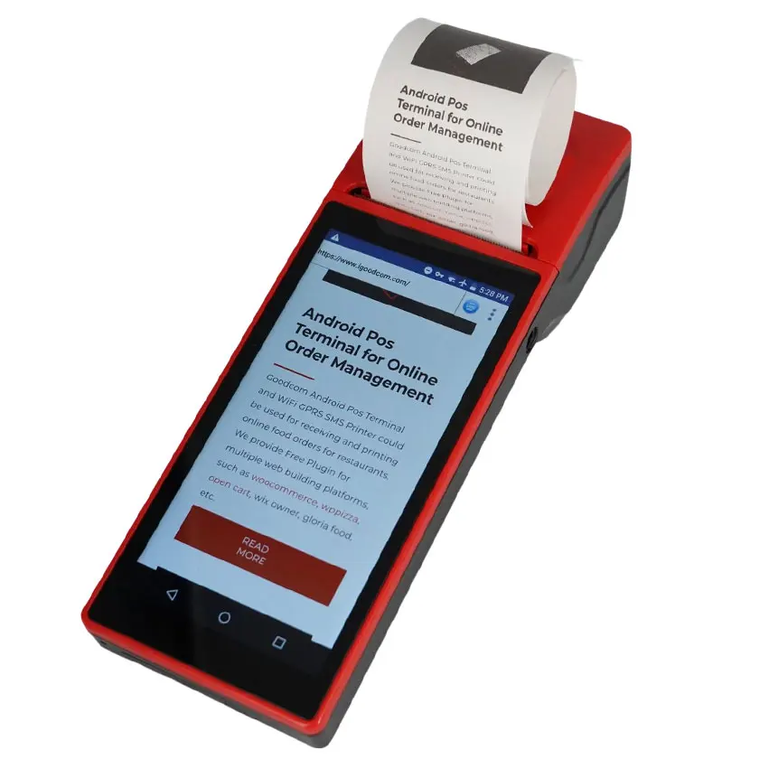 Handheld Pos Android Terminal With Thermal Printer Restaurant Pos Machine