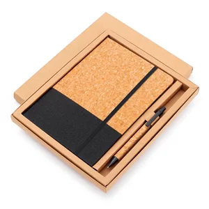A2803 Custom Stationery A5 Notebook with Cork PU Wheat Straw Splicing Eco-Friendly Journal Notebook Set