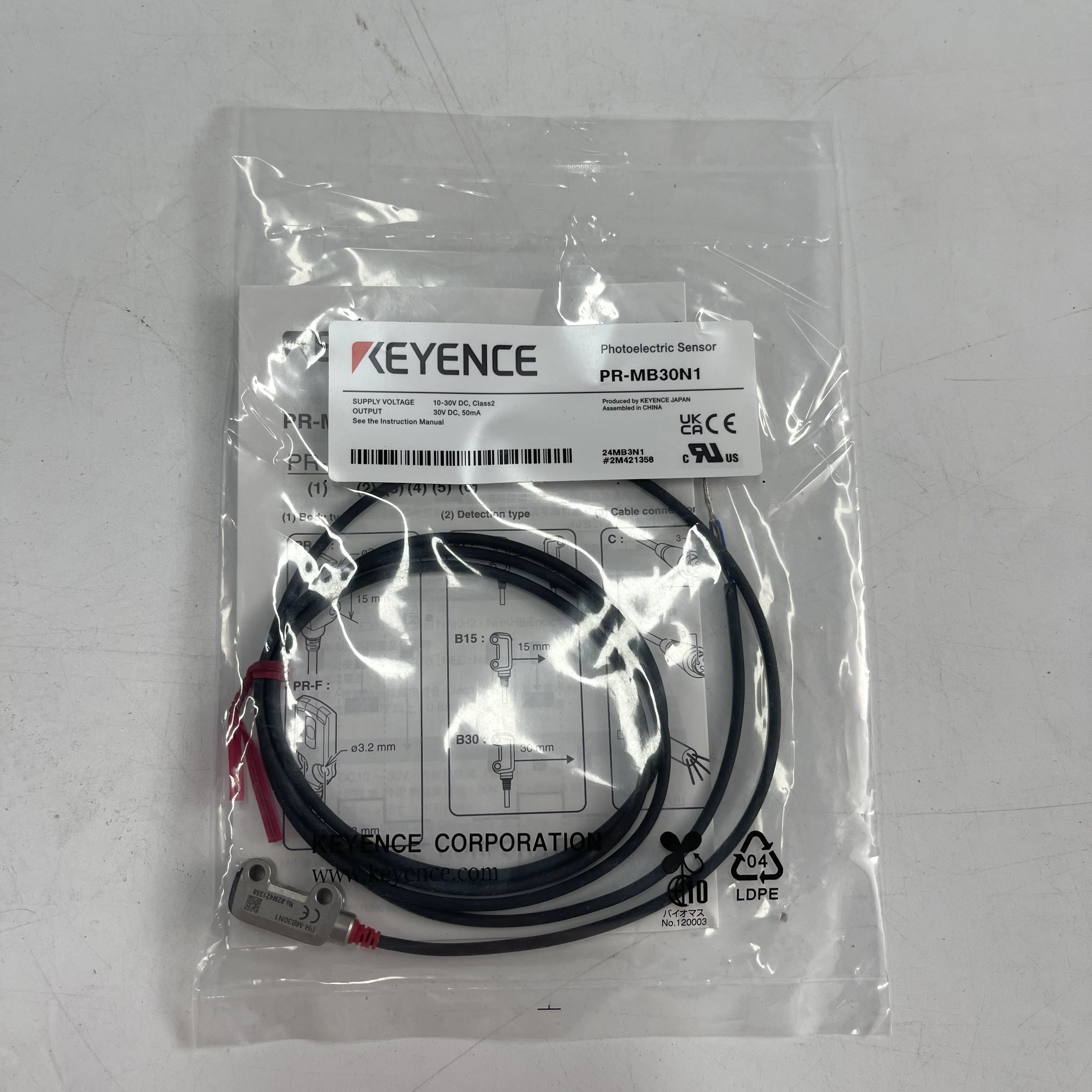 Keyence Photoelectric Sensor PR-MB30N1 Keyence Photoelectric Sensor PR-MB30N1