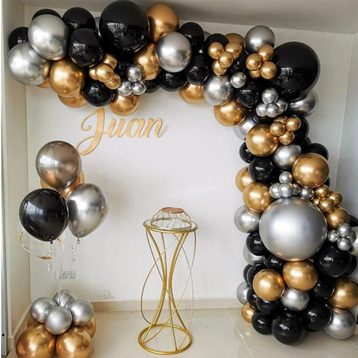 Black Gold Balloon Garland Arch Kit Confetti Latex Balloon 30th