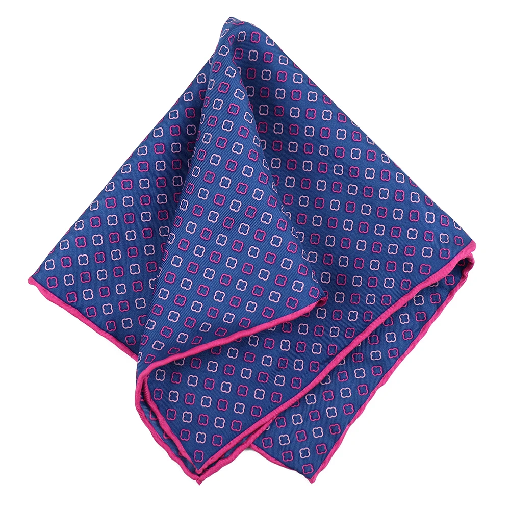 High Quality Multicolor Geometric Floral Pattern Pocket Square Mens