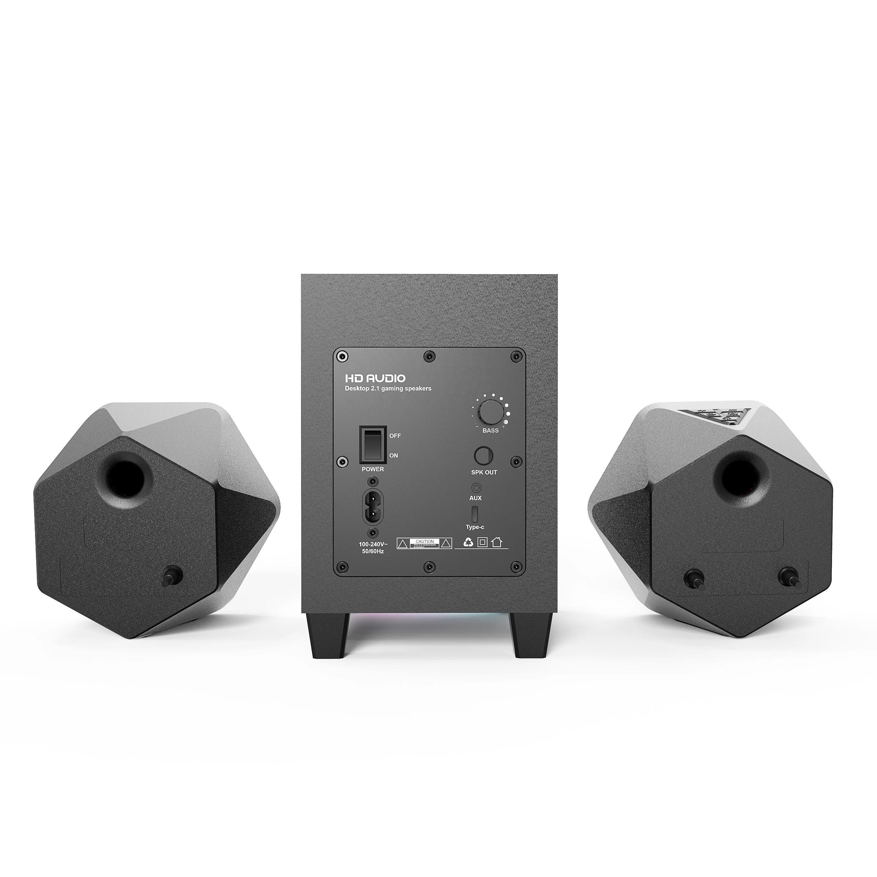 Fashion-Designed for Computer Speakers 80W Output Power Wireless Touch Control Pod Aux for PC Laptop Gaming Mobile Pho
