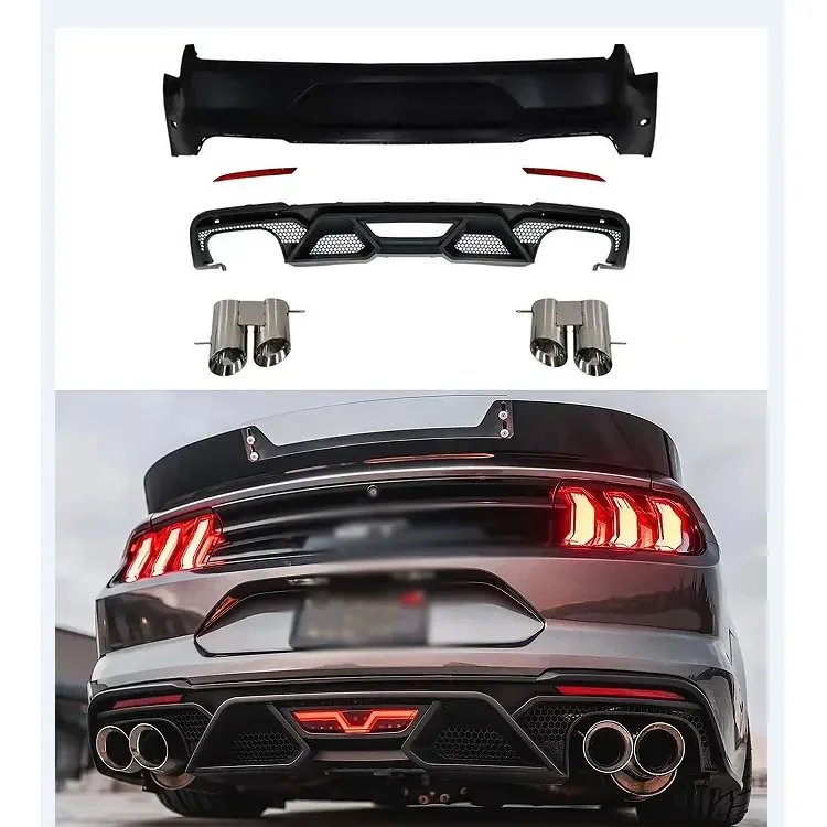 Body Kit for Mustang Conversion 2015+ Upgrade to GT500 Shelby Front Bumper Bar Side Skirt Rear Bumper Diffuser Pipe Hood Fender