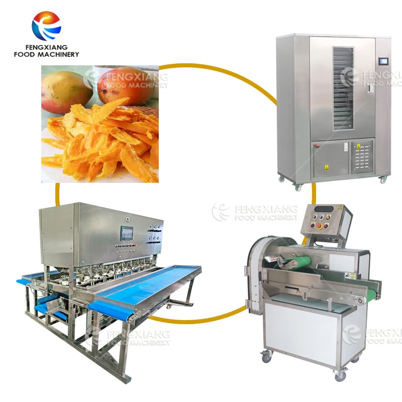Dried Mango Making Processing Line 8 Heads Skin Peeler Automatic  Mango  Cutting Machine Mango Slice Drying Machine