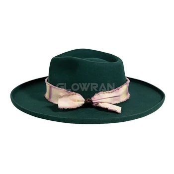 2023 High Quality Wholesale Custom Unisex Men Women Wide Brim Pencilbrim Hat Wool Fedora Hat