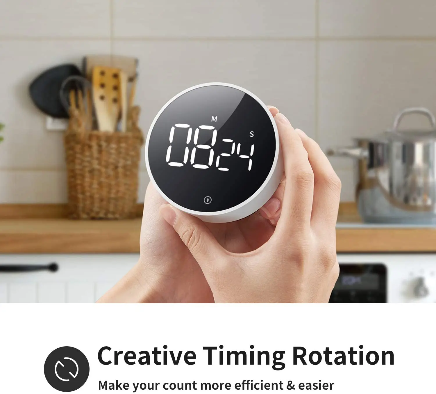 Large Display Digital Timer LED Magnetic Kitchen Cooking Countdown Timer  Study Stopwatch - Black Wholesale