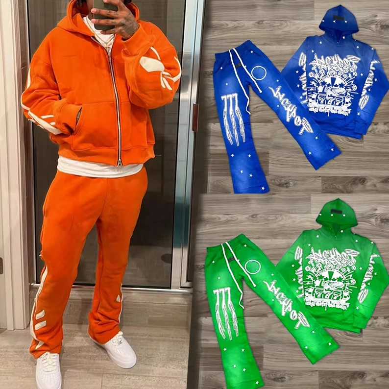 Custom Logo Hooded Sweat Suit Men Jogging Sets Sport Wear Clothing Heavyweight Spring Mens Tracksuit Sweatsuit for Men