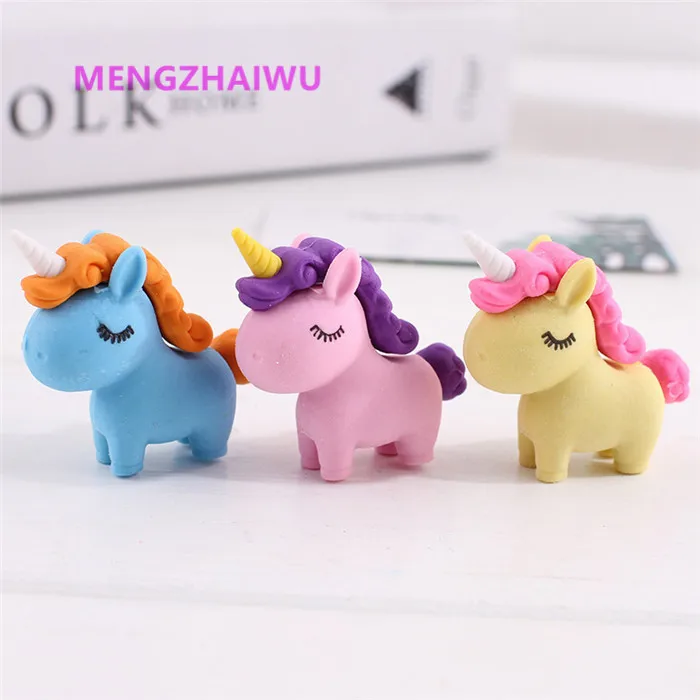 Childrens Unicorn Pencils and 3D Erasers Rubbers Stationery Set NEW