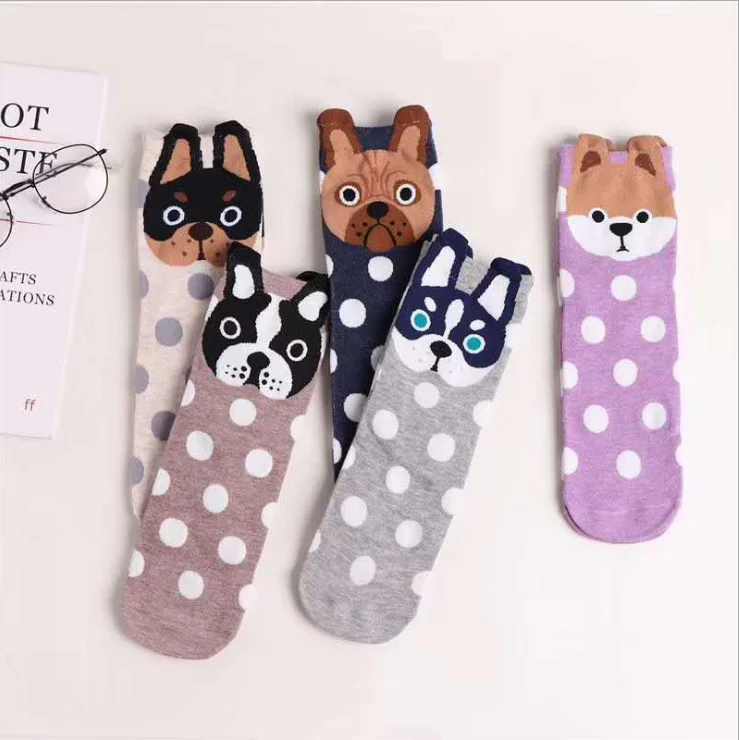 HF Women socks Amazon in tube cat pattern cotton socks casual striped stockings socks