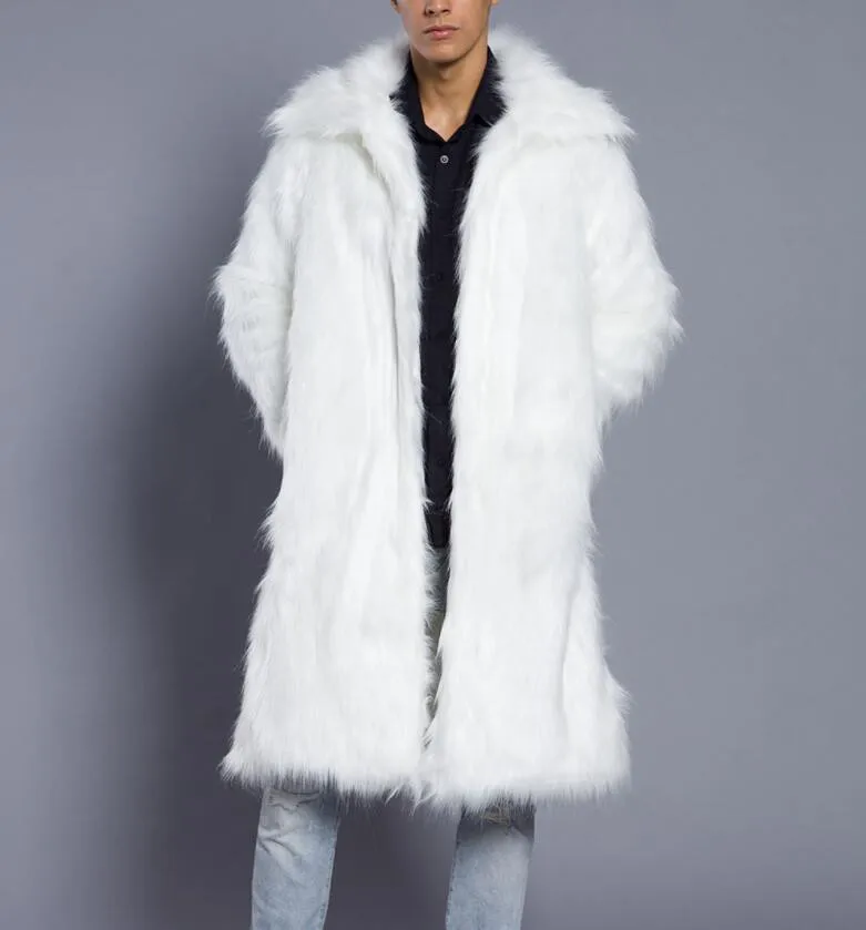 Wholesale Men's warm clothing faux fur long coat XXXXXL cotton