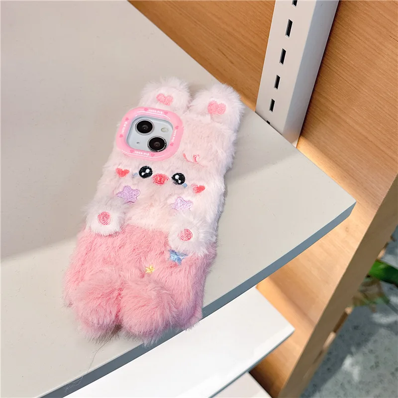 Cute Style Small Pig  Soft TPU Cover for iphone 15 14 13 Pro Autumn and Winter Plush Phone Case for iphone 12pro