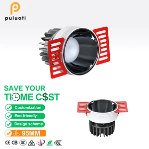 PULUOTI Modern-style Recessed Trimless Downlight Edgeless Aluminum LED Downlight, 95mm 20W 3000K-4000K, Spotlights for Home