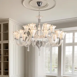 Home Decor clear Chandeliers Villa Hall Europe Lustre Wedding Crystal Chandelier Lamp