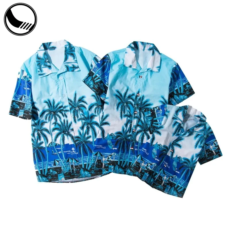 BETHERIVAL Fun Printed Custom logo Short Sleeve Shirt 100% Cotton Brand Half Sleeve Casual Loose Rayon Hawaiian Shirt for Men