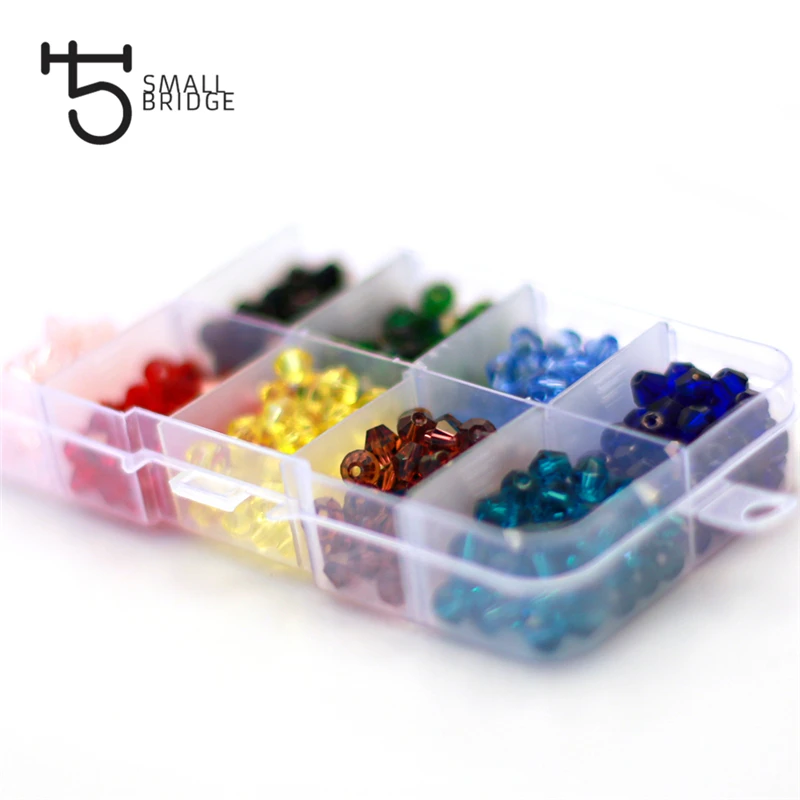 10 Grids Box Trendy Set Bicone Glass Beads for jewelry loose spacer beads wholesale supplier