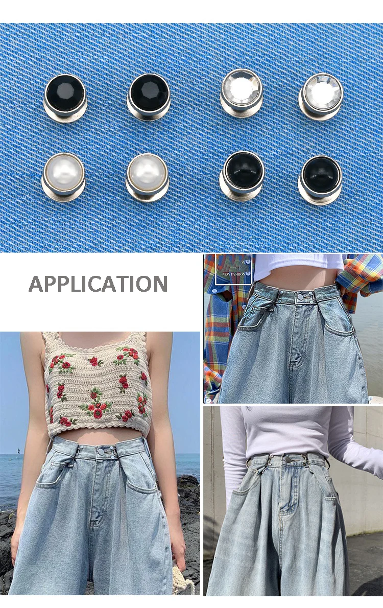 YN Make Tighter Button Adjuster for Pants Jeans Skirt Sleeves Jean Button Pins No Sewing Pants Clips Waist Buckle Set