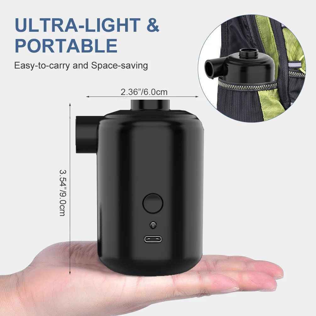 Max Pump Plus Mini Portable Mattress Vacuum Storage Bag Inflate Deflate Electric Air Pump 3600mah Lithium Battery