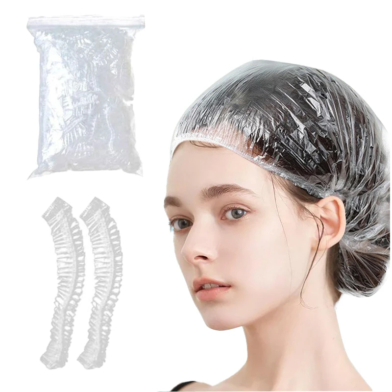 High Quality Cheap Bath Waterproof Cap Custom PE Plastic Transparent Hair Cover Disposable Shower Caps Wholesale Price