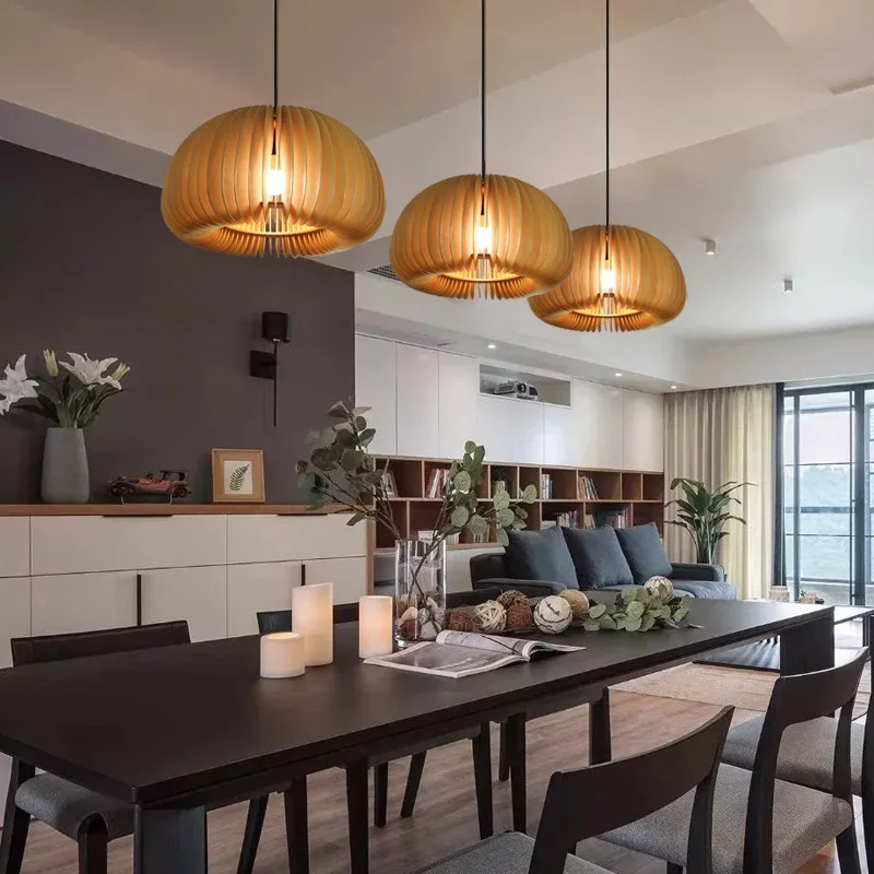 Wooden dining room chandelier pendant light
