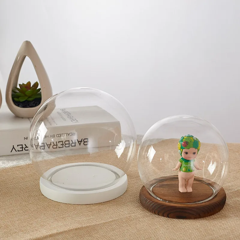 Hot Selling Wholesale Round Ball Glass Domes With Base Display Decorative Jar Container Glass