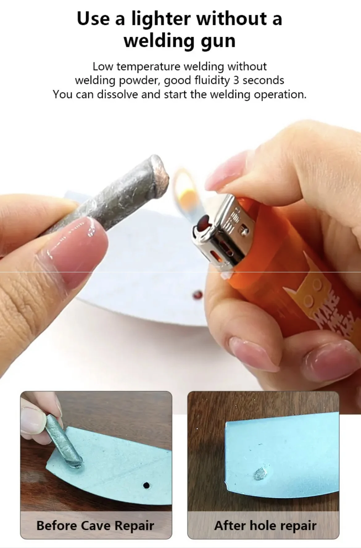 New lighter low temperature welding rod copper iron aluminum stainless steel plastic water pipe welding maintenance welding rod