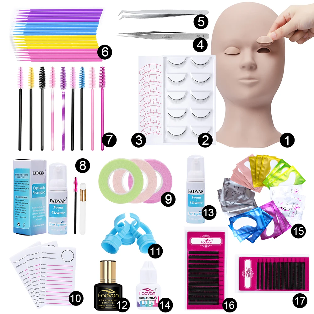 Eyelash Grafting Set Eyelash Extension Makeup Practice Lashkit Dummy