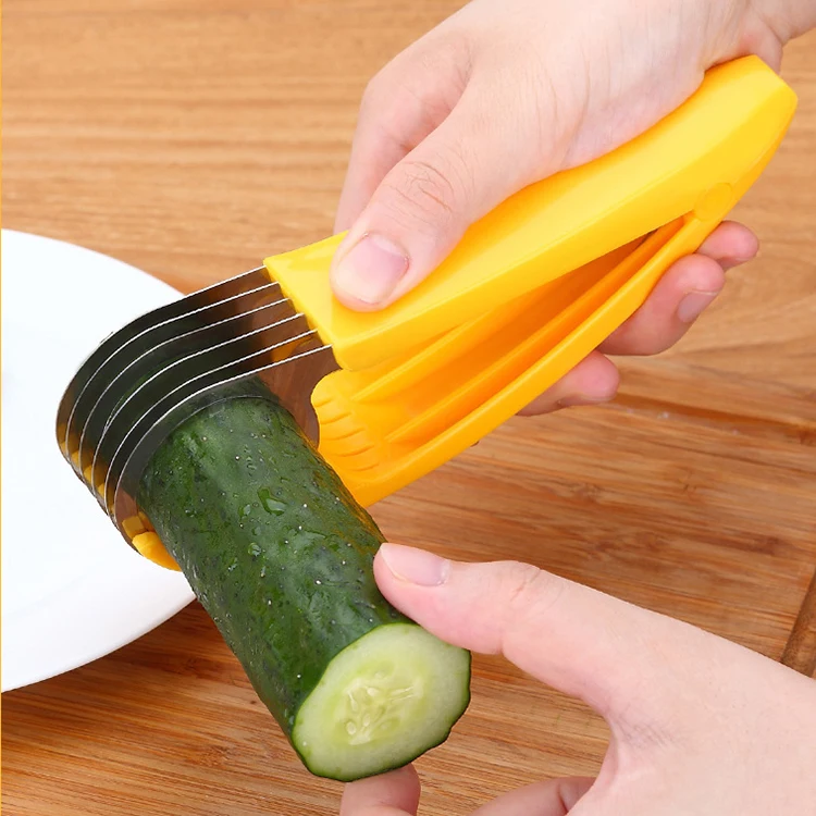 Popular Kitchen Accessories Cooking Tool Stainless Steel Fruit Salad Peeler Cutter Banana Slicer For Home