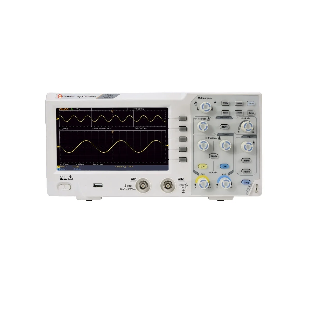 FNIRSI 1014D Digital Oscilloscope 100MHz 2Channels 1GSa/s Real Time sample rate USB host and device connectivity 7 Inch