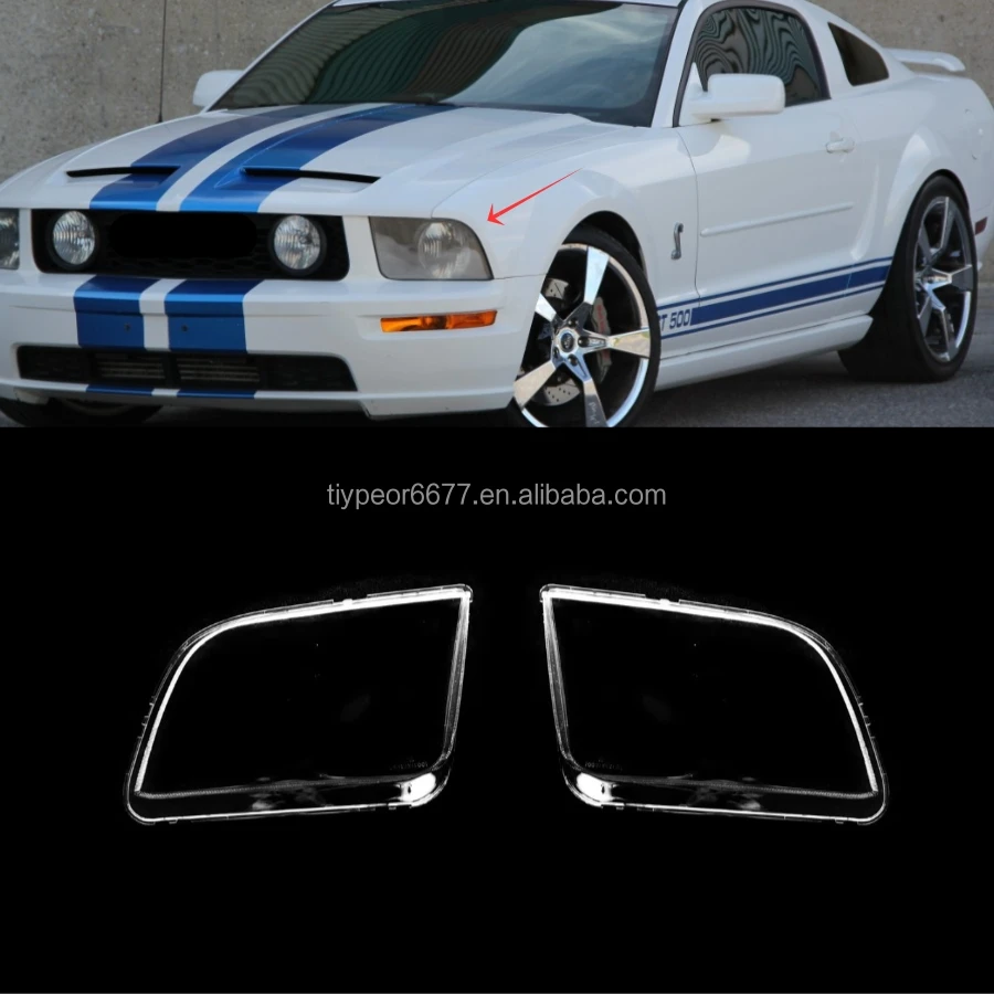 product tiypeor headlight replacement lens fit for ford mustang 2005 2009 chrome housing clear headlamp lens-3