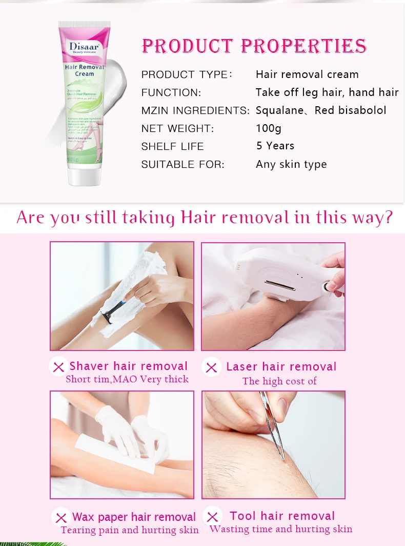 Creme Depilatório Orgânico Disaar Fast 3 Mins, Creme Removedor de Pelos Permanente e Indolor para Homens e Mulheres