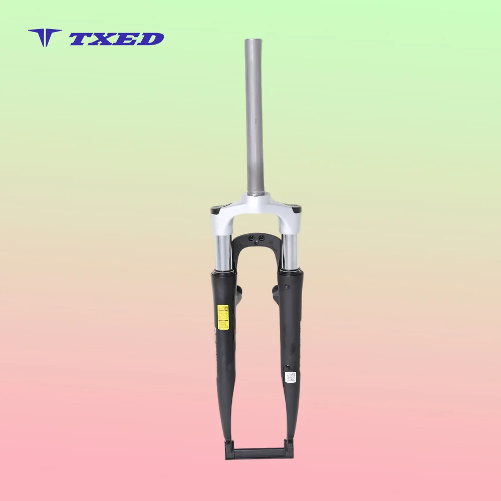 700C 310mm Threadless Aluminum Alloy Suspension Fork Silver Crown 100mm Hub Spacing Disc Brake Bosses Non-Lockout 63mm BMX Coil