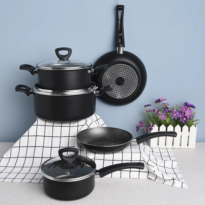 Popular 8 Pcs Cookware Set Nontick Pan Cookware Non Stick Pot Cookware