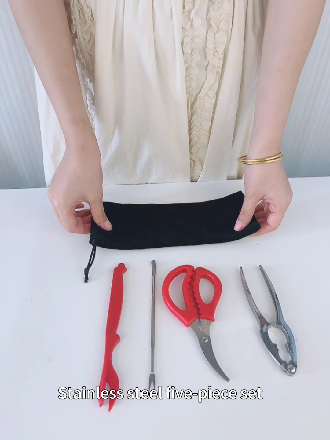 Gloway 5pcs Stainless Steel Lobster Crab Cracker Tool Set Including