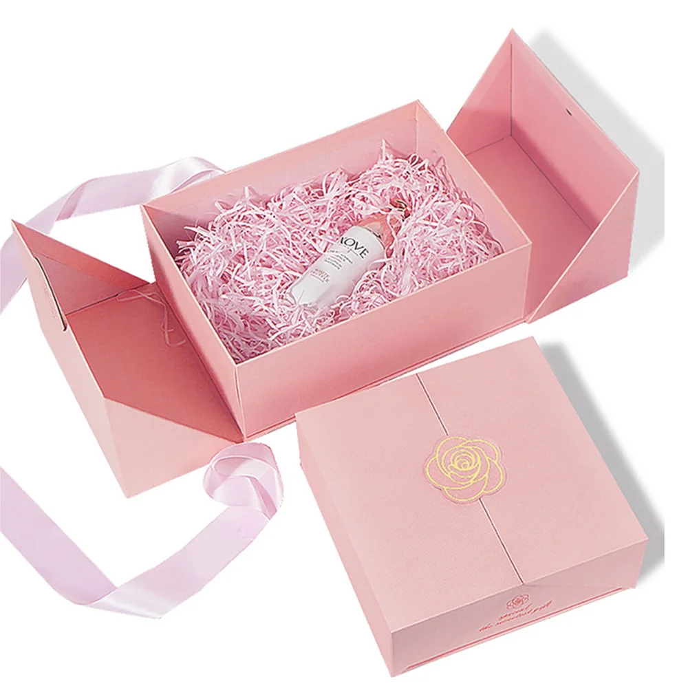 Handmade Luxury Double Open 2 Slide Perfume Paper Box High Finish Valentine Gift Box for Romantic Day Gifts Embossed Printing