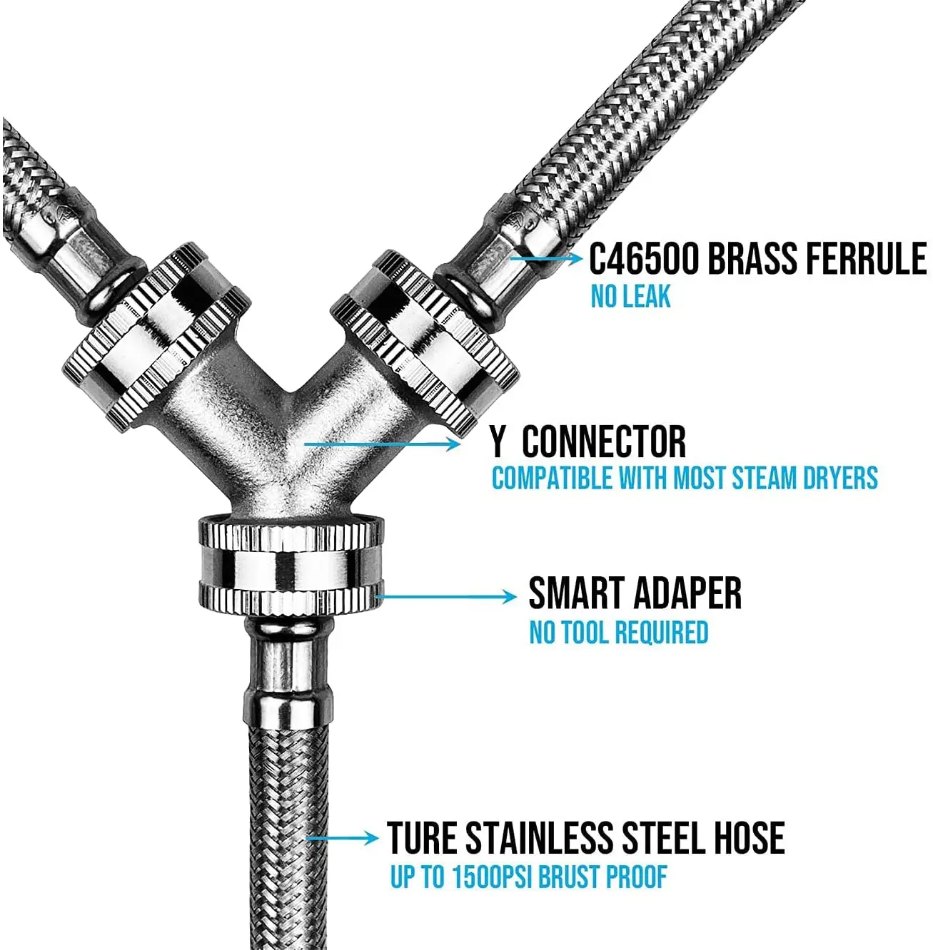 Hot Sale Flex 6ft With 3/4" Fth 90 Degree Elbow 1ft Inlet And Y
