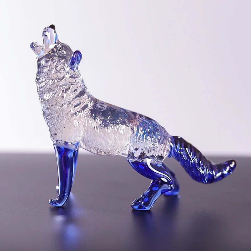 Nouveau design, animal exquis et réaliste, ornement de bureau, fournitures pour fête, modèle de loup en cristal verre