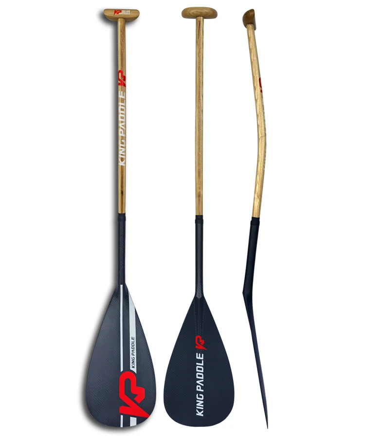 Kingpaddle Hybrid Carbon Fiber Outrigger Canoe Paddle With Wood Shaft