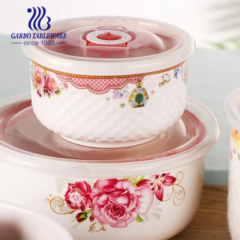 Ceramic Bowls with Lids Food Storage Container Household Fresh