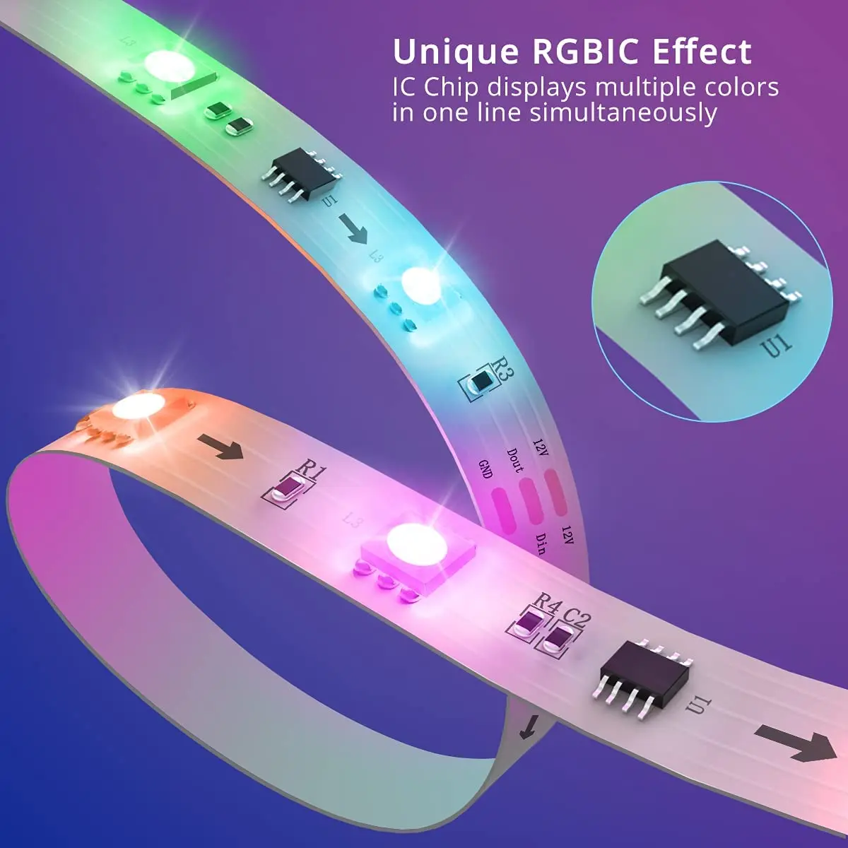 Dc12v Ws2811 Dreamcolor Led Strip 5m/10m Rgbic 5050 Smd Rainbow