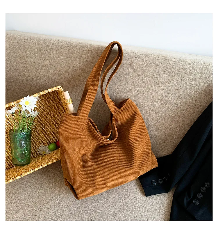 New Style Custom Simplicity Corduroy Shoulder Bags Retro Women Corduroy ...