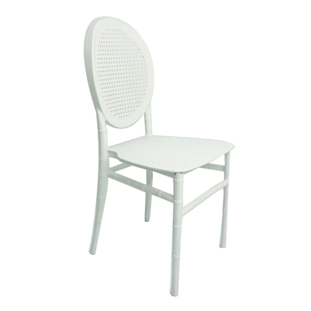 White Modern Back Plastic Tiffany Wedding Chairs Hotel Dining Outdoor Living Room Kitchen Bedroom Wholesale Prices Durable Metal