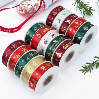 2.5cm Gold Polyester Ribbon for Christmas Packaging and Tree Decorations-Hot DIY Christmas Ribbon Packaging Gift Ideas