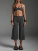 Yy244 lead gray top + cropped wide-leg pants