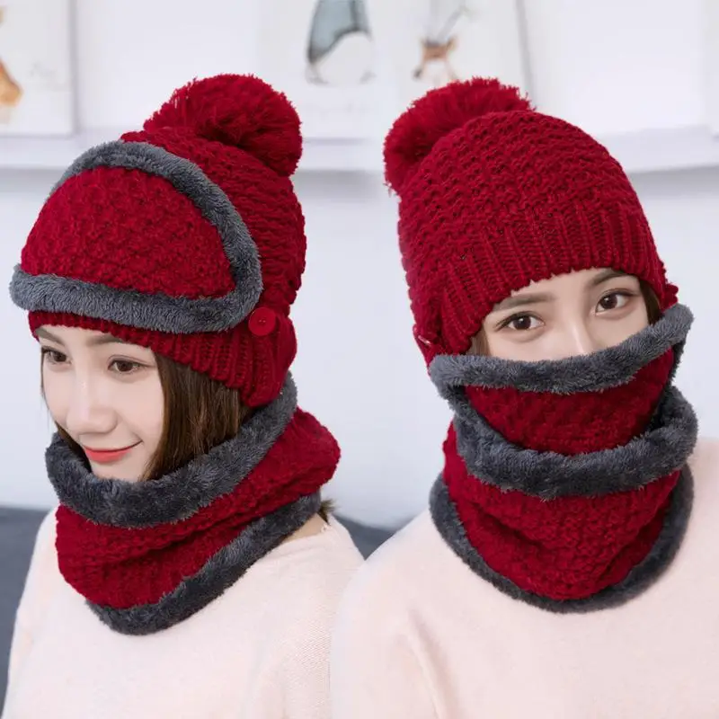 Set De Gorro Y Bufanda Para Hombre A Prueba De Viento Y Forrado Con