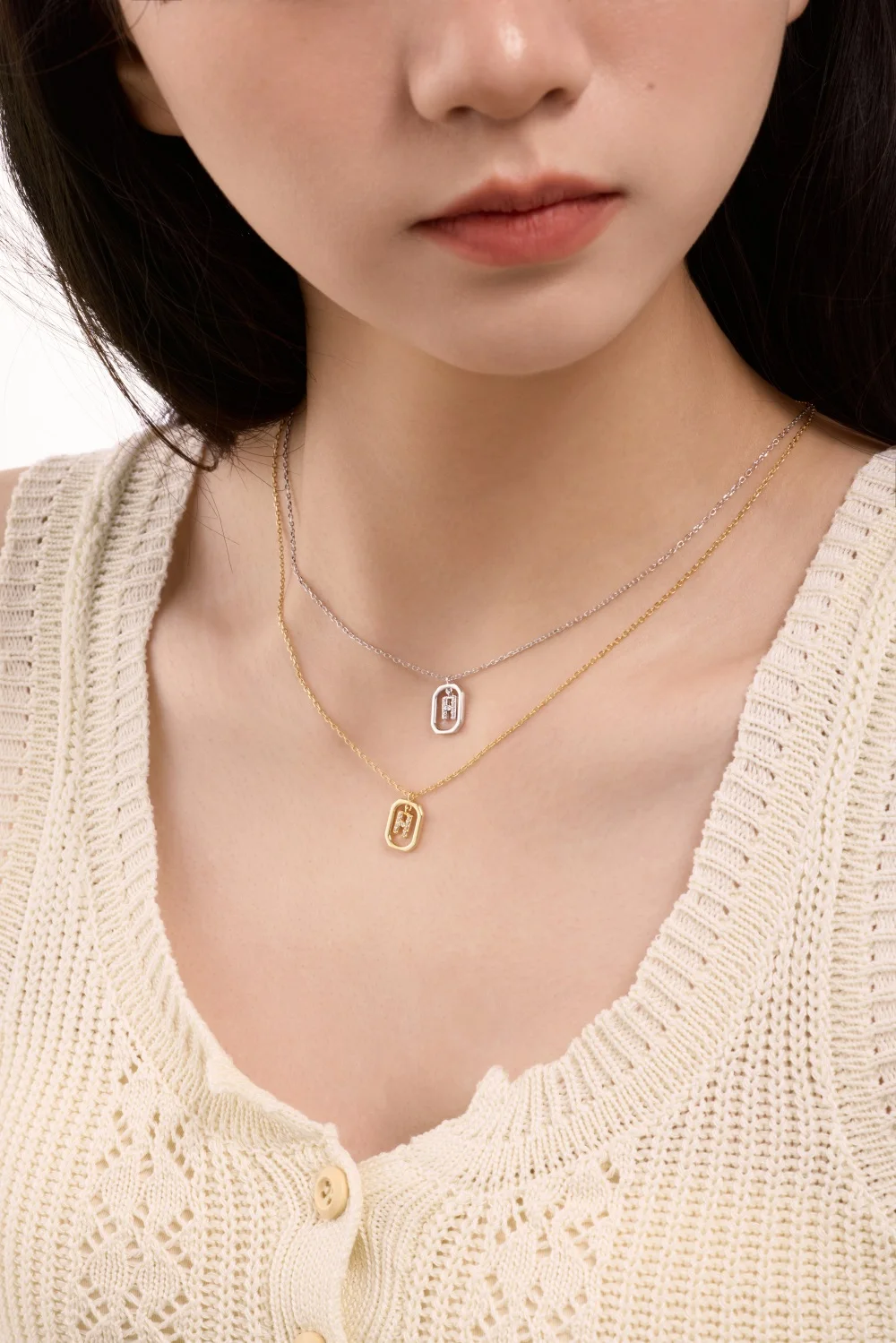 KAKODIY 5A Cubic Zirconia Letter Pendant Necklace Charming Women-H-Initial Letter Chain Necklace 2 Colors 45cm New Design detail 2