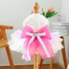 Iridescent puffy tulle dress