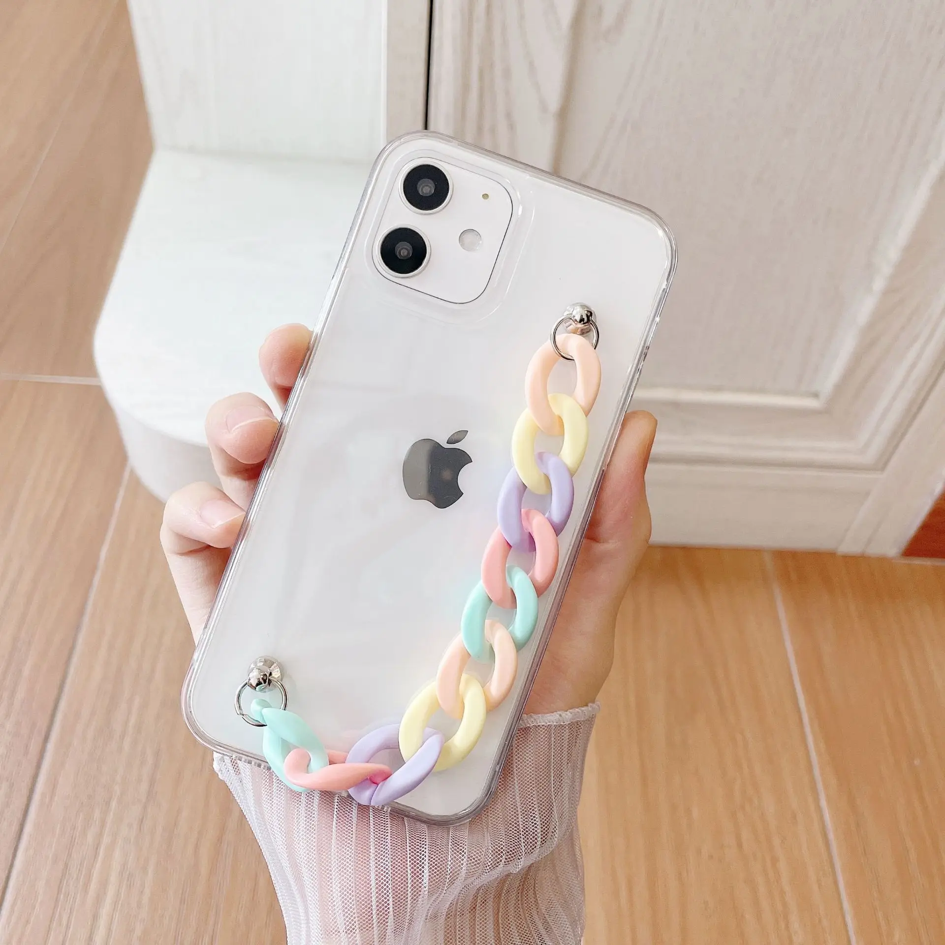 2024 Fashion Rainbow Wrist Hand Strap Tpu Soft Case For Iphone Colorful ...