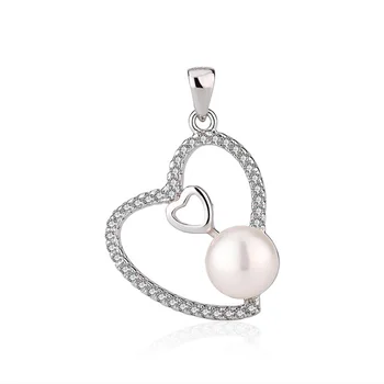 Best bulk price wholesale custom freshwater pearl 925 sterling silver heart shaped pendant